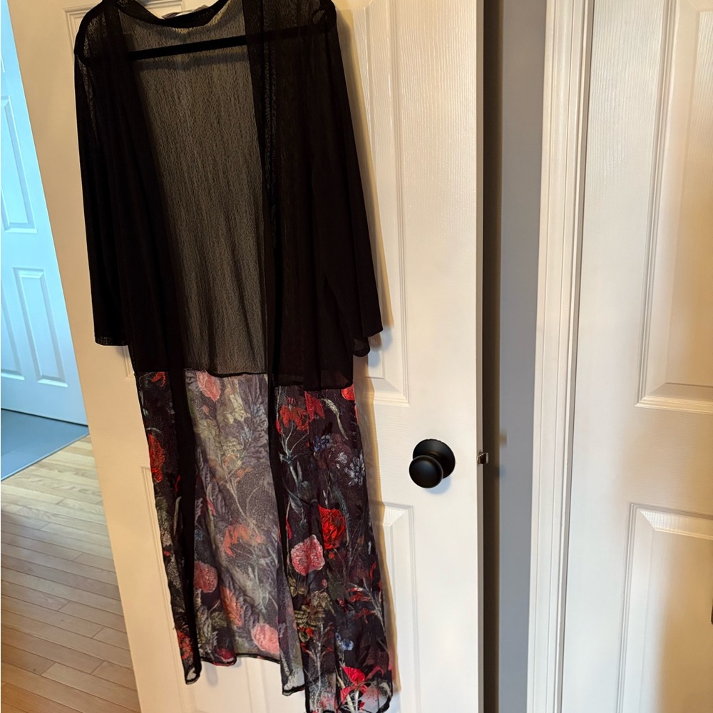 Black Designer Sheer Coat - Picture 6 of 10